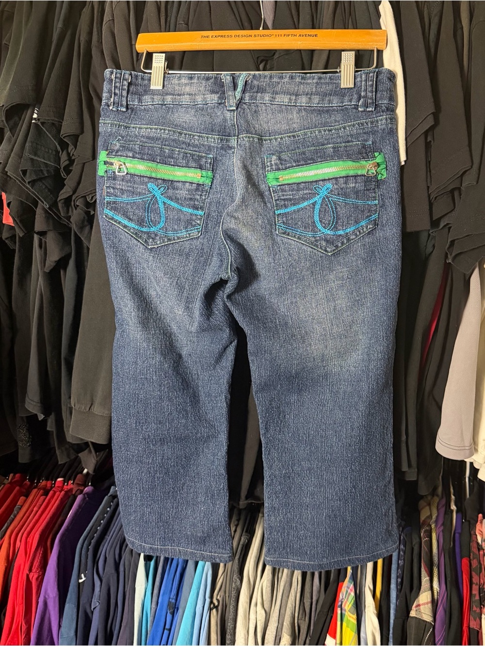 True People Cropped Capri Jeans Womens Size 11 / 30” Waist Y2K Zipped Pockets